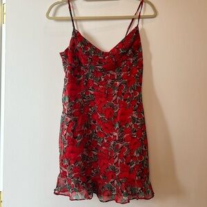 Superdown red floral short dress size small